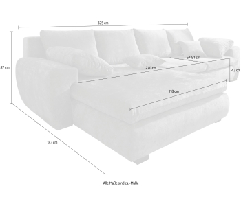 L-Form Ecksofas Cara Mia thumbnail