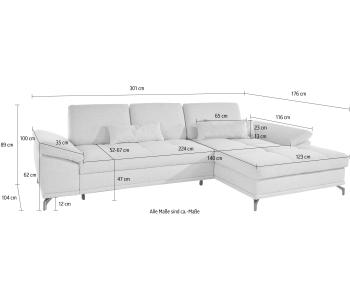 L-Form Ecksofas Costello thumbnail
