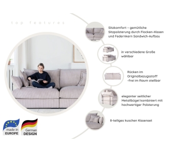 L-Form Ecksofas Casa XL thumbnail