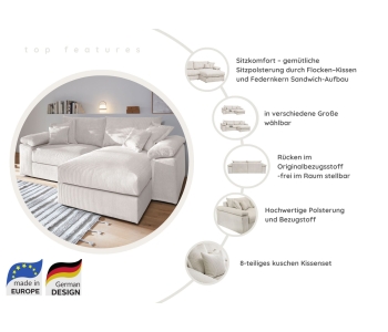 L-Form Ecksofas Soft&Cosy XXL thumbnail