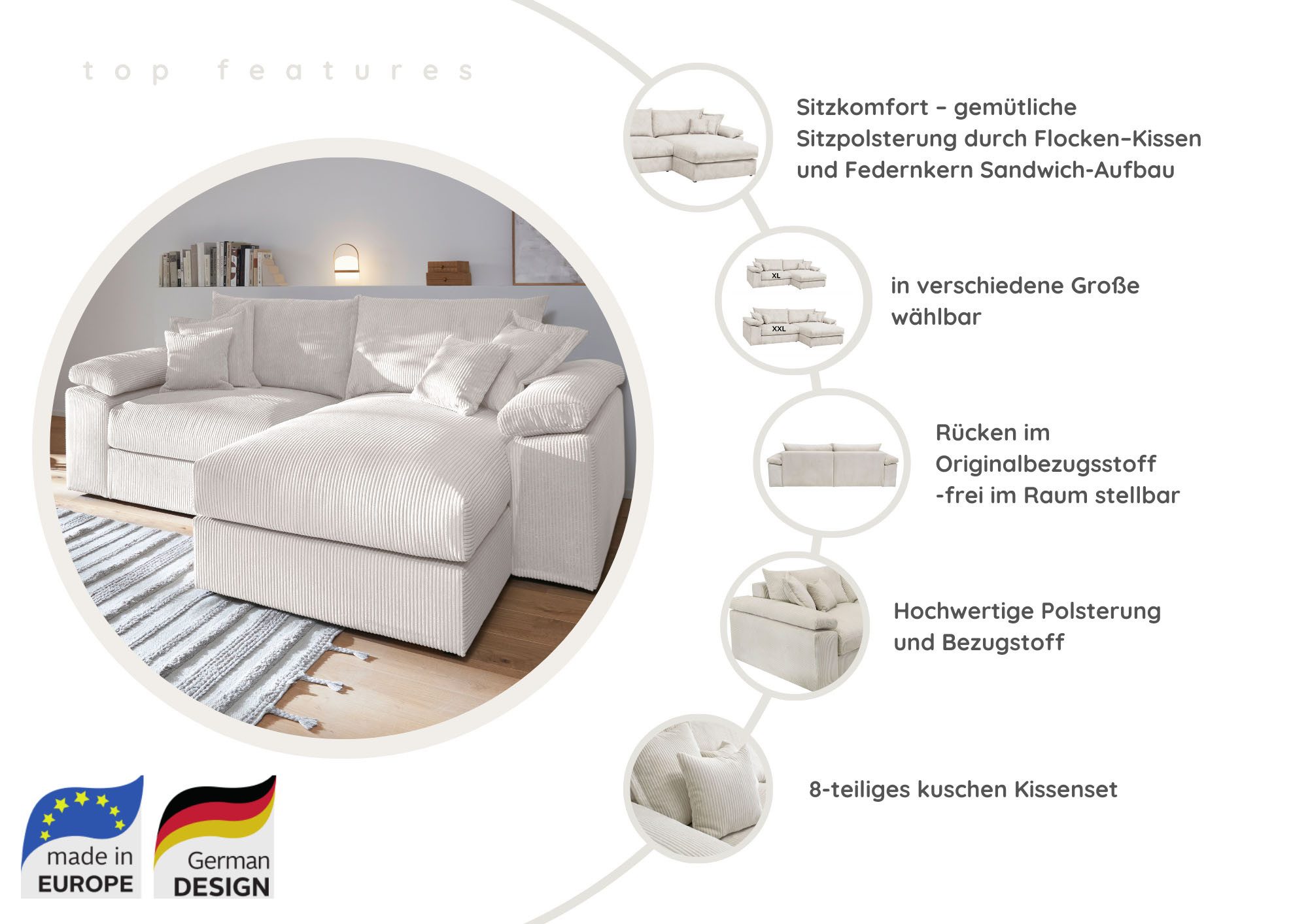 L-Form Ecksofas Soft&Cosy XL - Image 2
