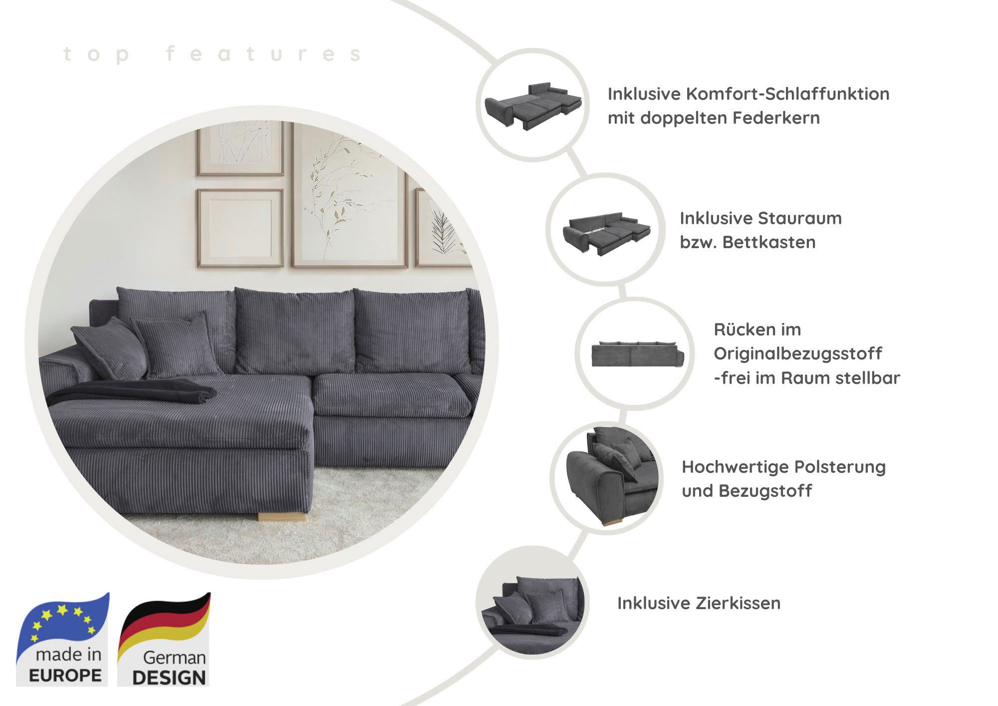 L-Form Ecksofas Katja - Image 2